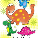 Four Cute Dinosaurs Birthday Card Greetings Island Printable