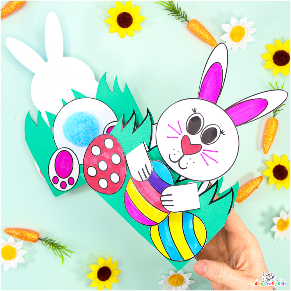 3D Pop-Up Bunny Card For Easter | Printable Easter Card - Arty within Easter Bunny Printable Cards