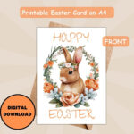 Printable Easter Card | Happy Retro Easter Bunny Orange Intended For Free Online Printable Easter Cards