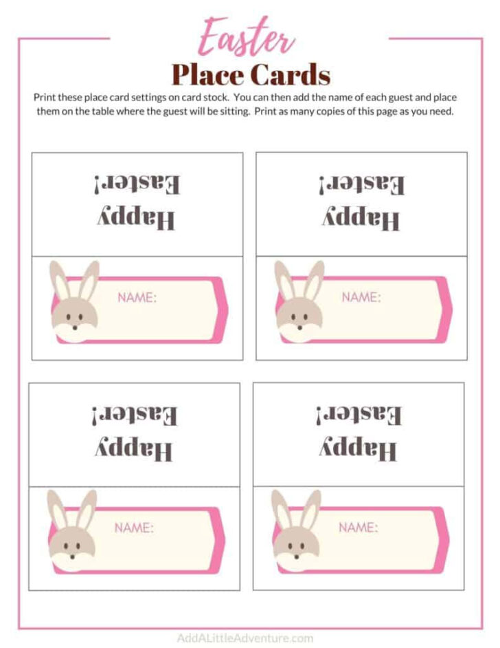 Free Printable Easter Table Place Cards