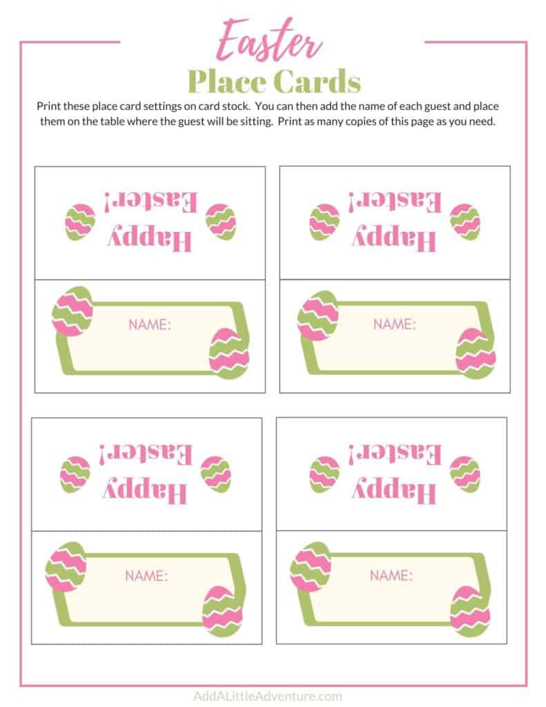 Printable Easter Place Cards - Add A Little Adventure throughout Printable Easter Table Name Cards